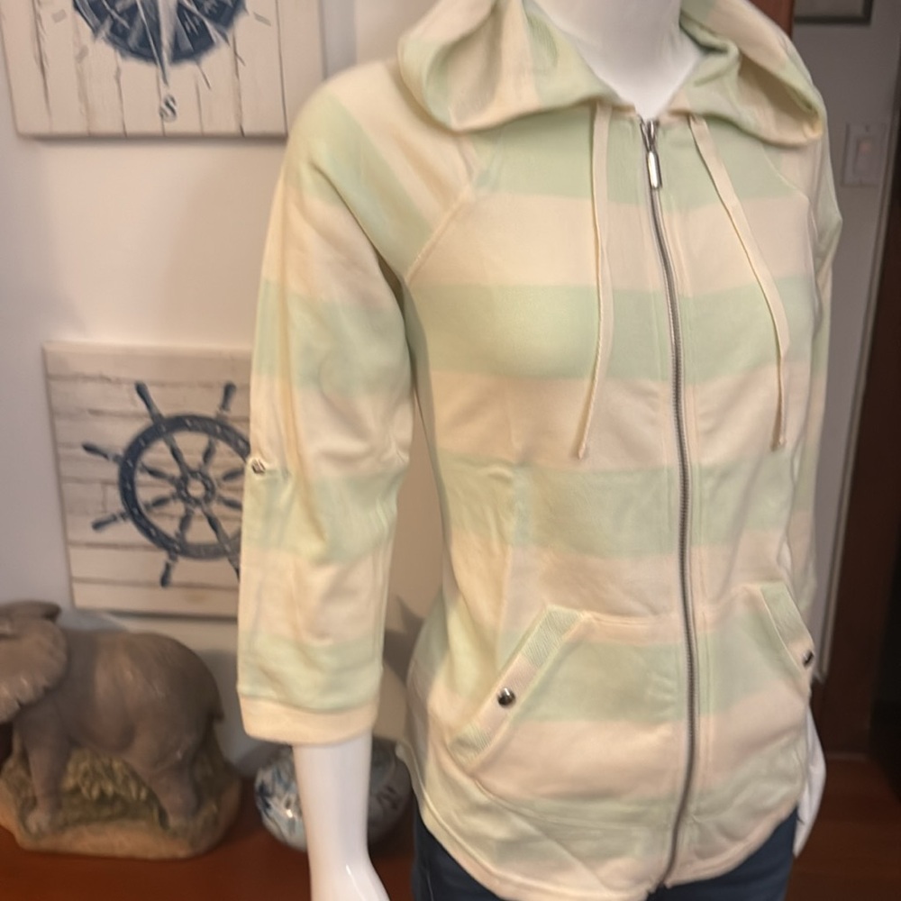 NWT Style&Co size small Striped Cream and Green Women's Jacket